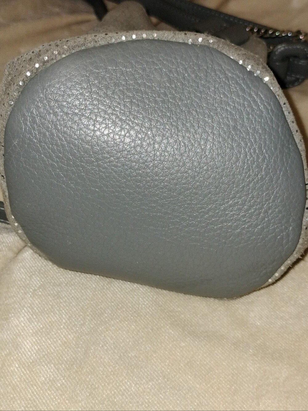 NWOT! Halston Heritage Metallic Gray Leather/Suede Crossbody Mini Bucket Bag - Picture 11 of 11